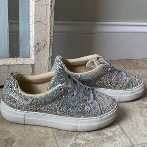 Betsey Johnson Glittering Silver Sneakers